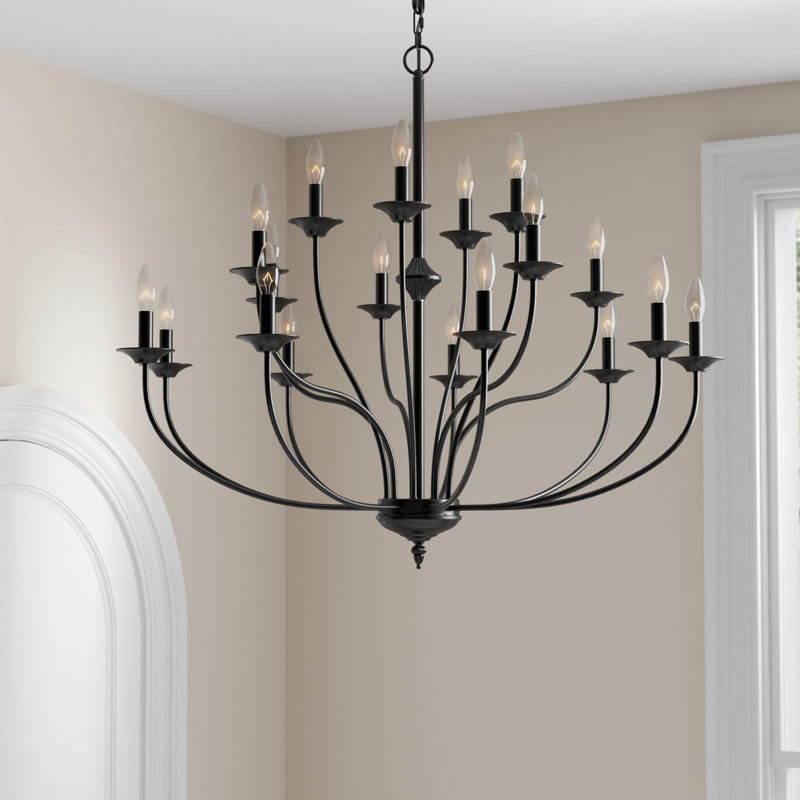 Waverly 18 Light Dimmable Traditional Chandelier Kelly Clarkson Home Finish Black